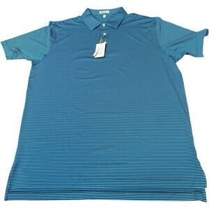 PETER MILLAR Summer Comfort XL Blue Navy Striped Polo Golf Shirt NWT